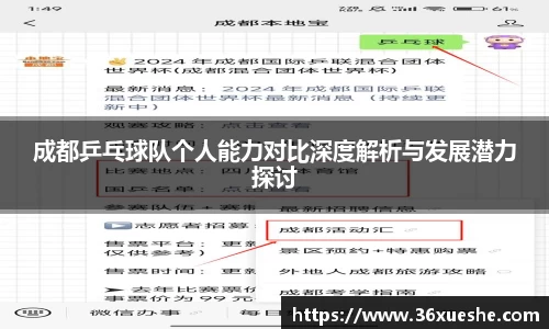 成都乒乓球队个人能力对比深度解析与发展潜力探讨